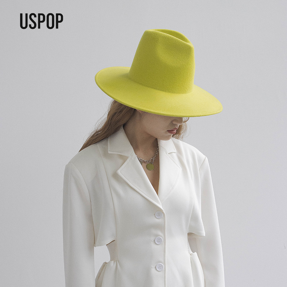 Fedora Hat Wool - USPOP 秋冬ファッション プレーン ハイクラウン ウール フェドーラハット
