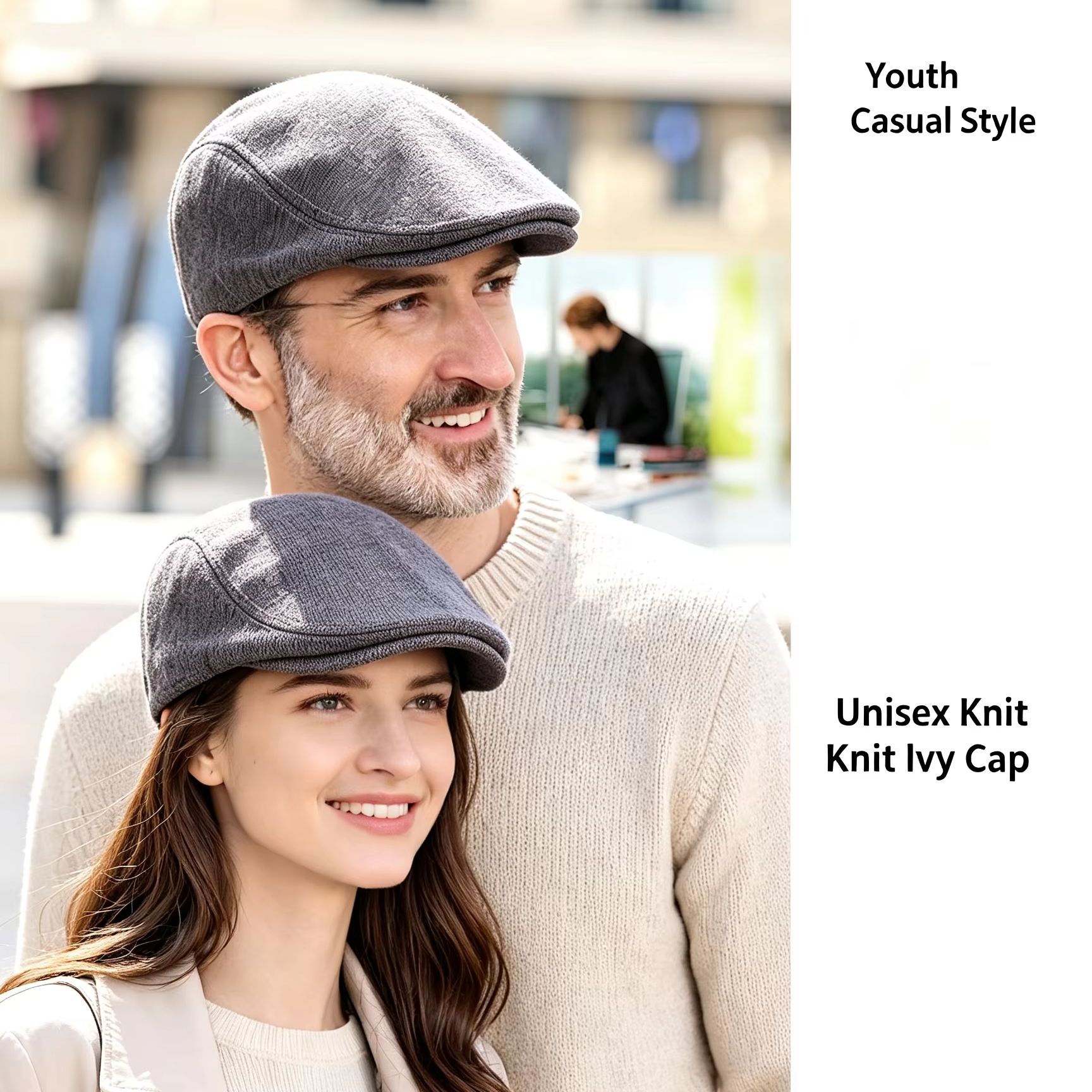 Newsboy Cap Ivy - クラシックなヴィンテージニュースボーイハット、男女兼用、伸縮性のある調節可能なコットンニットフラットキャップ、アイビーキャビーハット、ドライビングハット