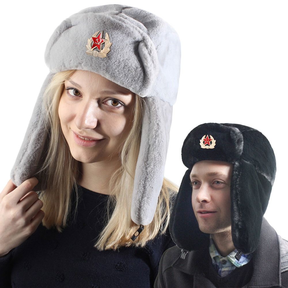 Winter Trapper Hat - 男性と女性のための厚い爆撃機のぬいぐるみの帽子、防風の雪の帽子、暖かいロシアのロシアのロシアのロシアのロシアの帽、屋外