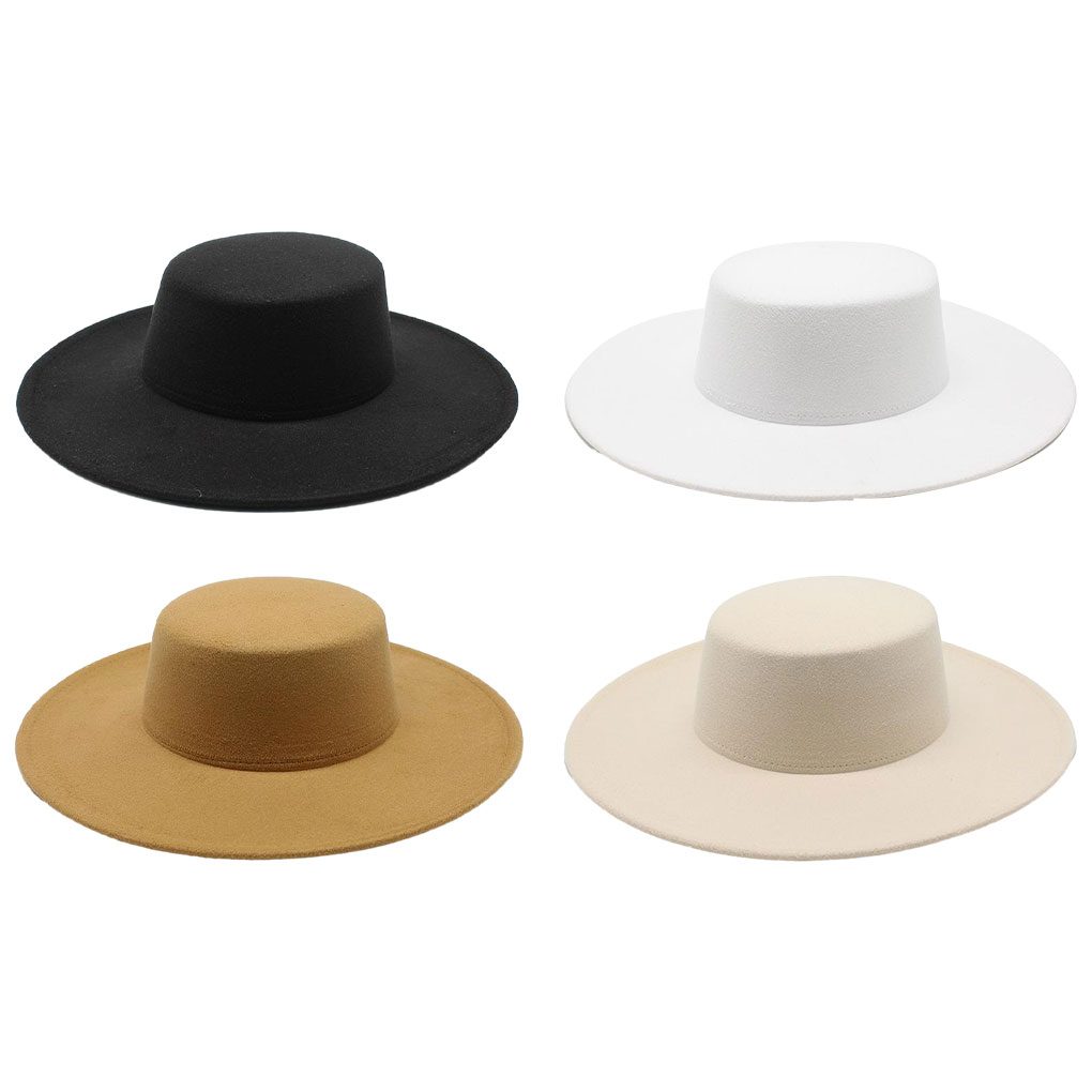 Fedora Hat Wool - フランスの女性用フェドラハット、トップボウタイ付きフェドラハット、秋冬用イミテーションウール、ウェディング、ジャズハット、フラットトップフェルトハット、ボウラーハット