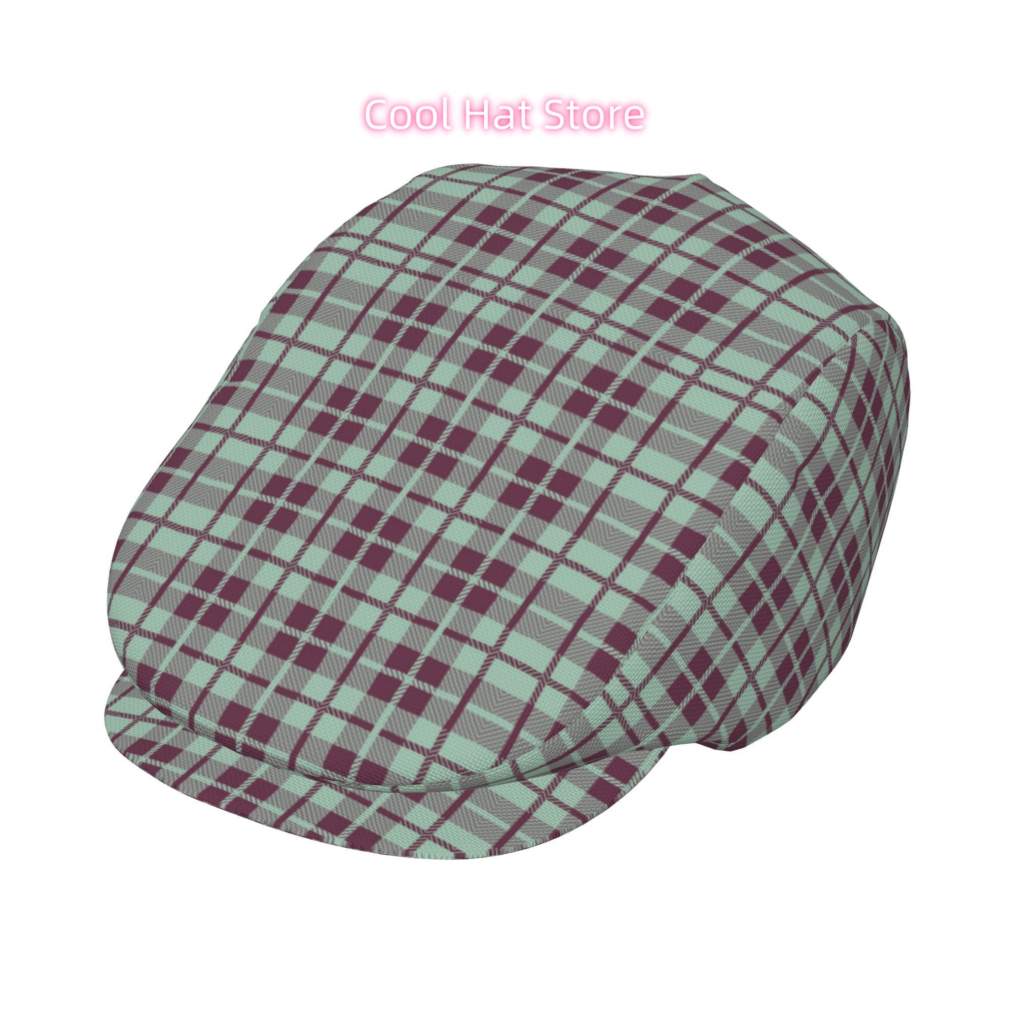 ミントとバーガンディの格子柄メンズ＆レディースフラットトップ - Newsboy Cap Ivy のレビューと価格