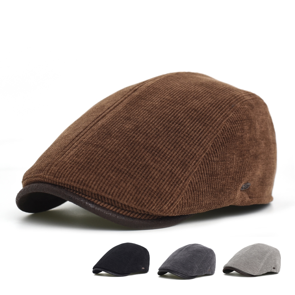 キャスケット帽男性冬厚く暖かいヴィンテージヘリンボーンカジュ - Dad Hat Cotton のレビューと価格